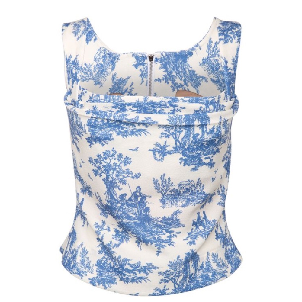 Miaou Imogene Corset Blue Toile